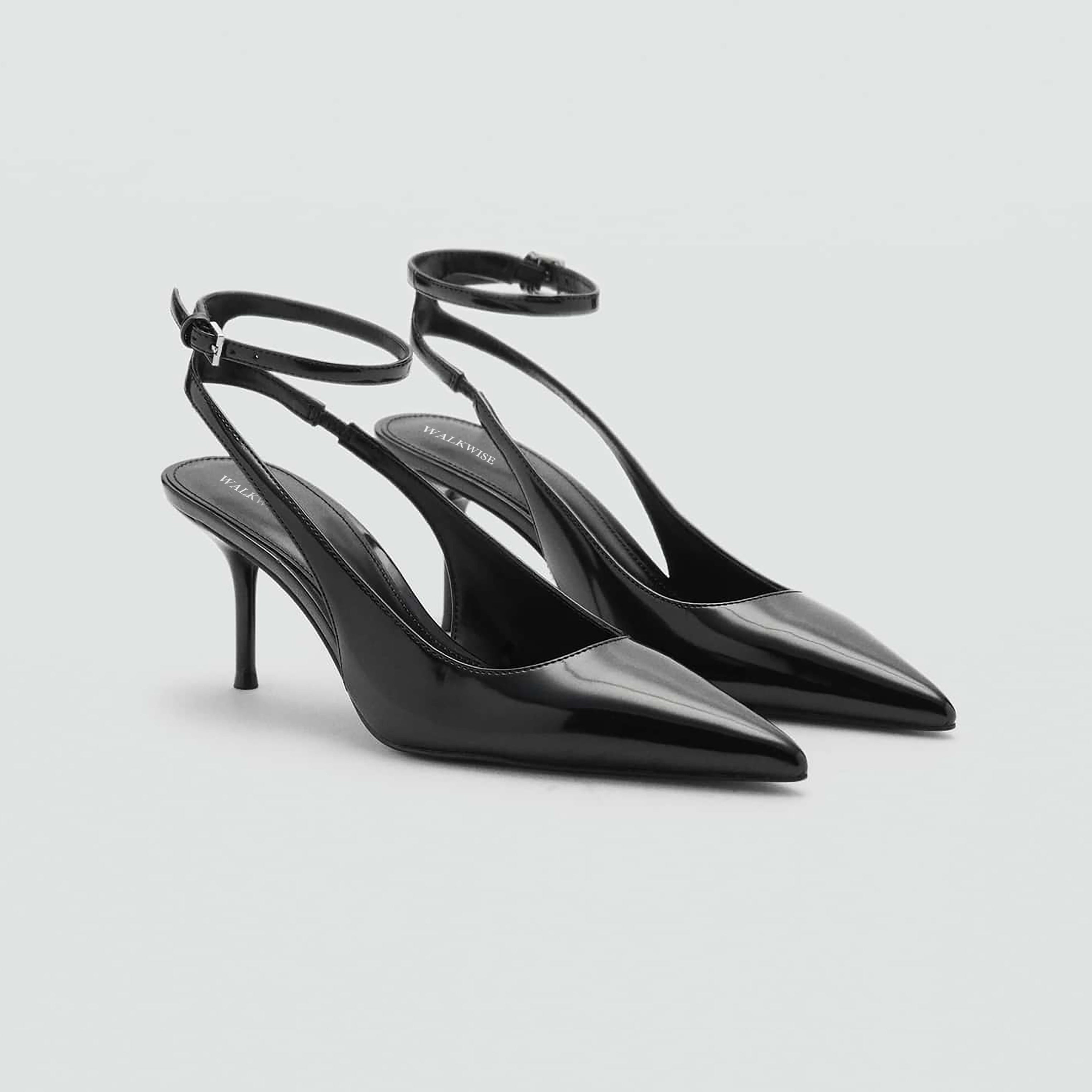 Patent leather-effect heeled shoes